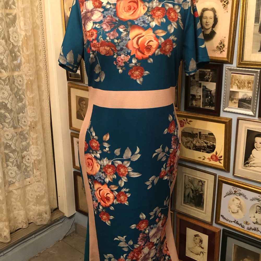 Chic SHEIN Curve Dress 1 XL Green Floral